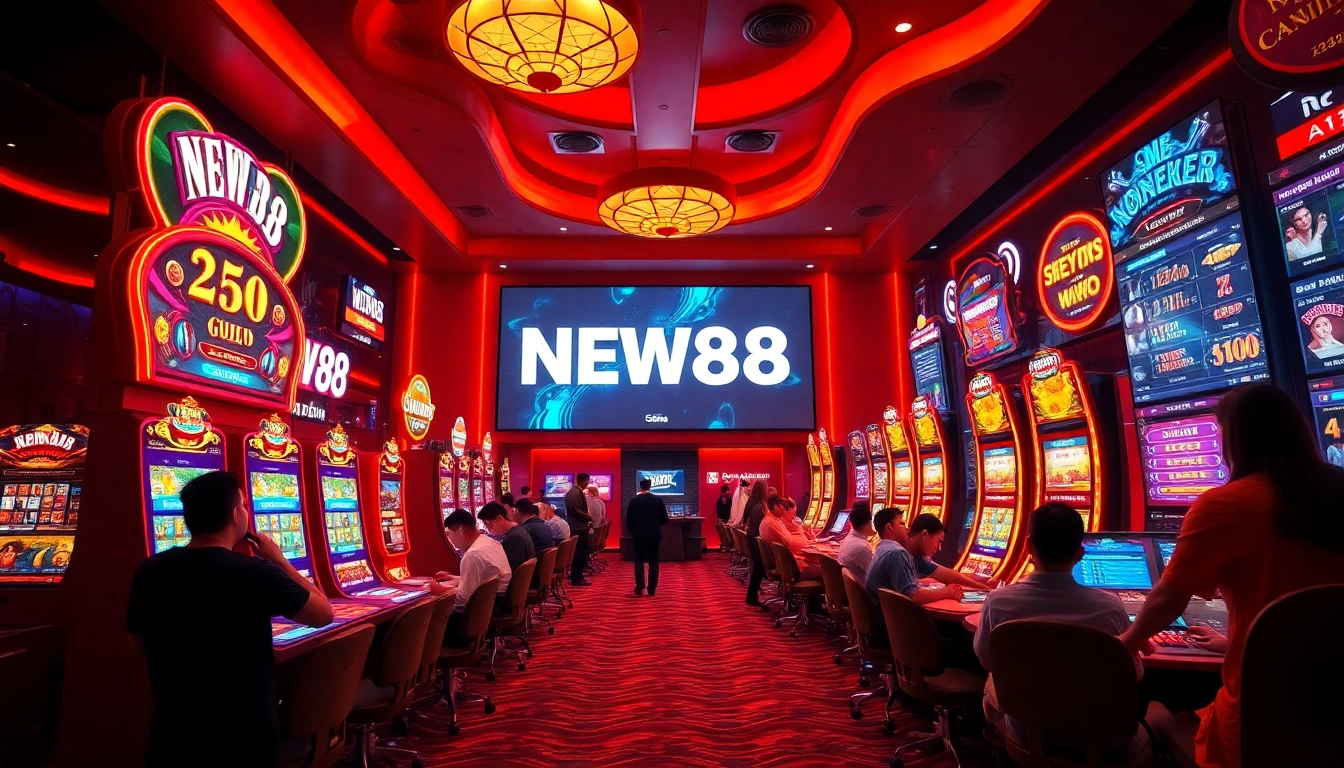 Immersive online gambling experience at new88go.com with vibrant casino visuals and engaging players.