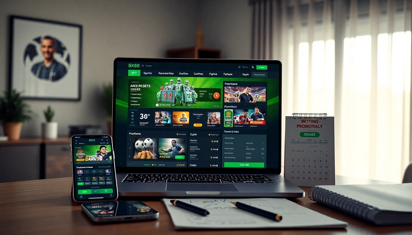 Engaging online betting platform interface showing bk860s.com with vibrant promotions and gaming options.