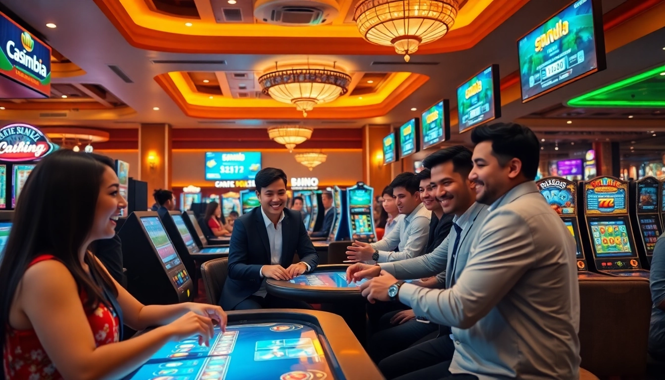 Experience the vibrant atmosphere of tk88win.live's online casino with players enjoying thrilling games in a lively setting.